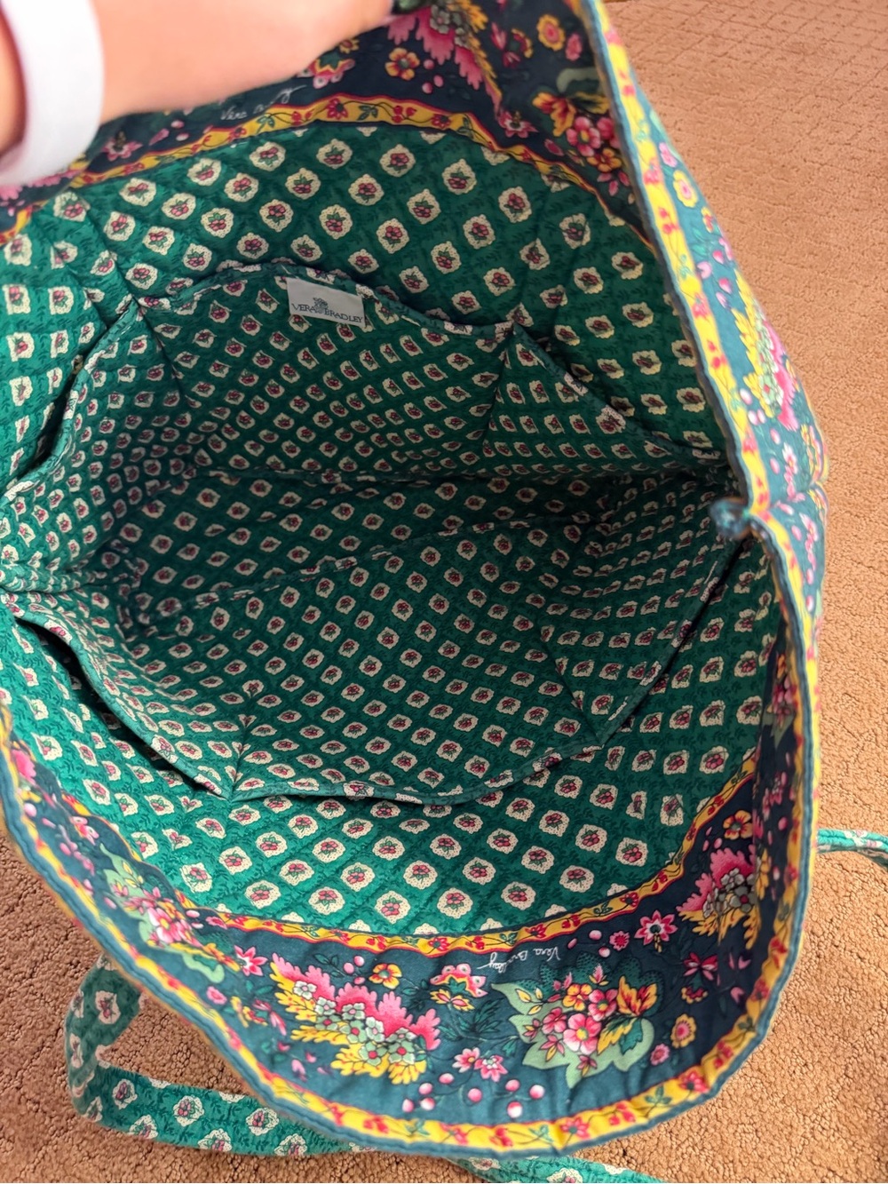 Vintage Vera Bradley Greenfield Quilted Large Tote Shoulder Bag Button close - Picture 6 of 6
